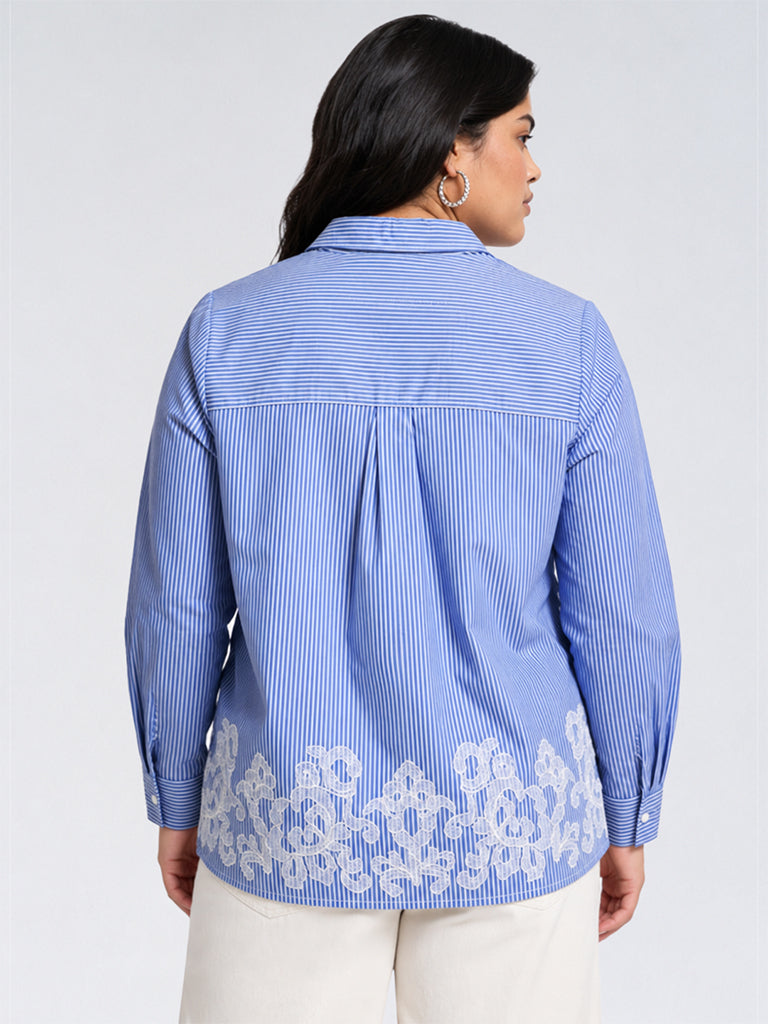 Gia Blue Striped Cotton Shirt