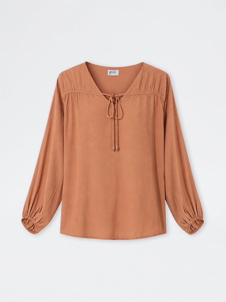 Gia Orange Solid Blouse