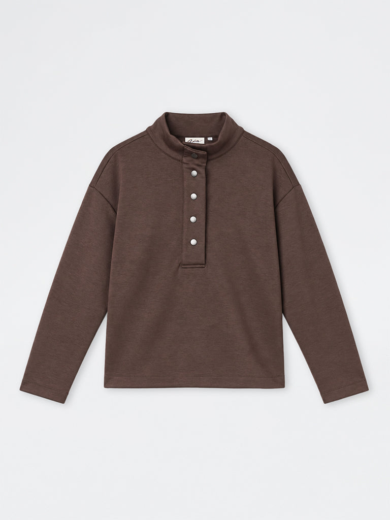Gia Dark Brown Solid T-Shirt