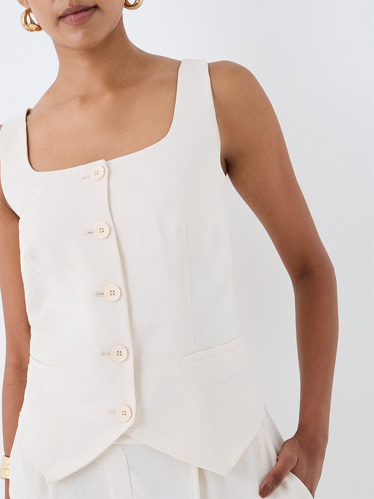 Wardrobe Off-White Solid Waistcoat