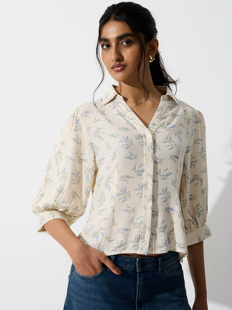 LOV Off-White Floral Printed Blouse