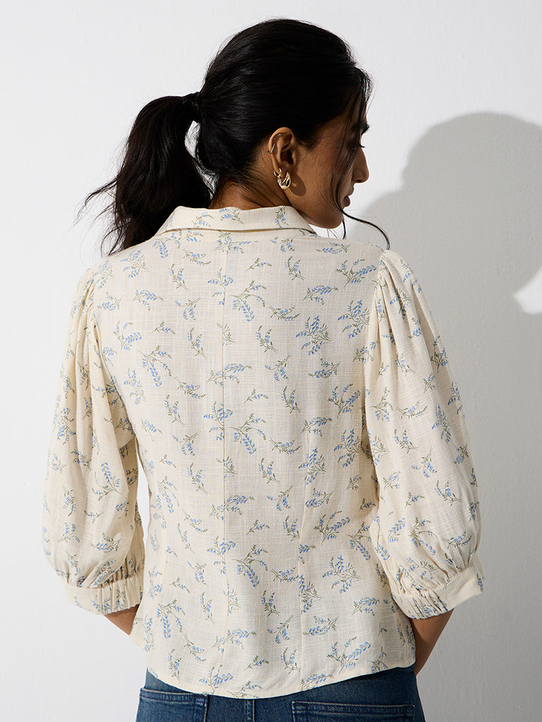 LOV Off-White Floral Printed Blouse