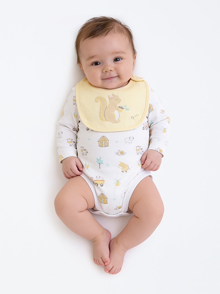 HOP Baby Boys Multicolour Printed Cotton Romper and Bib Set