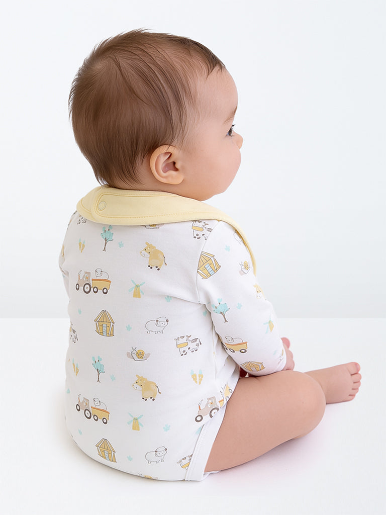HOP Baby Boys Multicolour Printed Cotton Romper and Bib Set