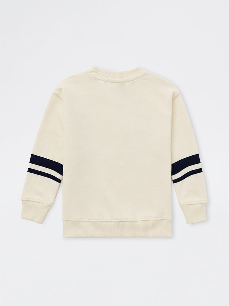 HOP Kids Boys Off-White Patch-Detail Cotton-Blend Sweatshirt