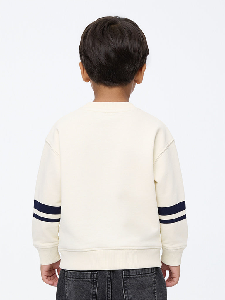 HOP Kids Boys Off-White Patch-Detail Cotton-Blend Sweatshirt