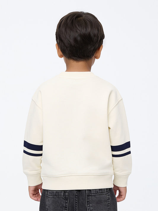 HOP Kids Boys Off-White Patch-Detail Cotton-Blend Sweatshirt