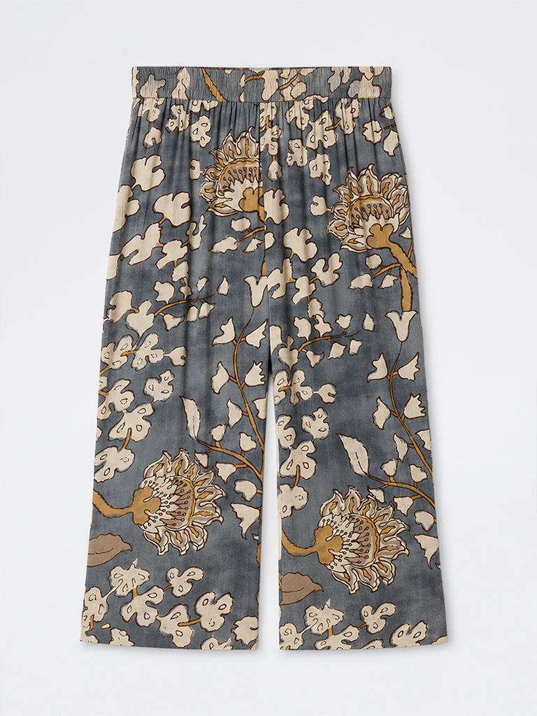 Diza Grey Floral Printed Pants