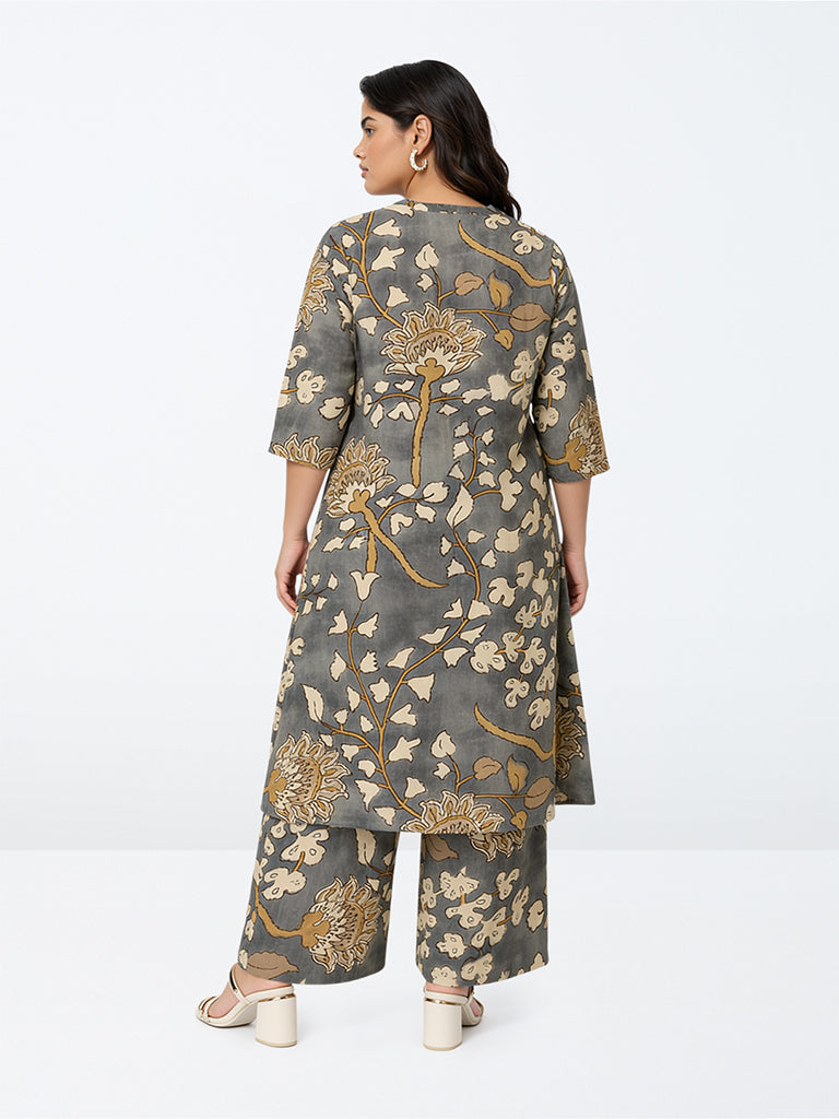 Diza Grey Floral Printed Pants