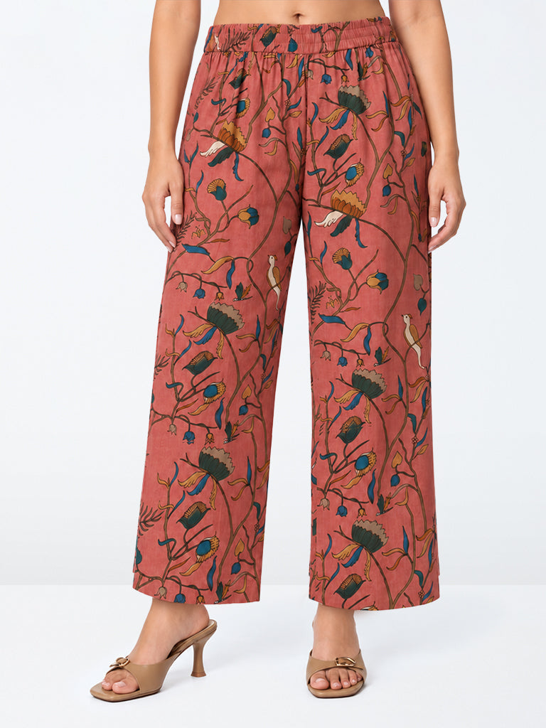 Diza Pink Floral Pattern Pants