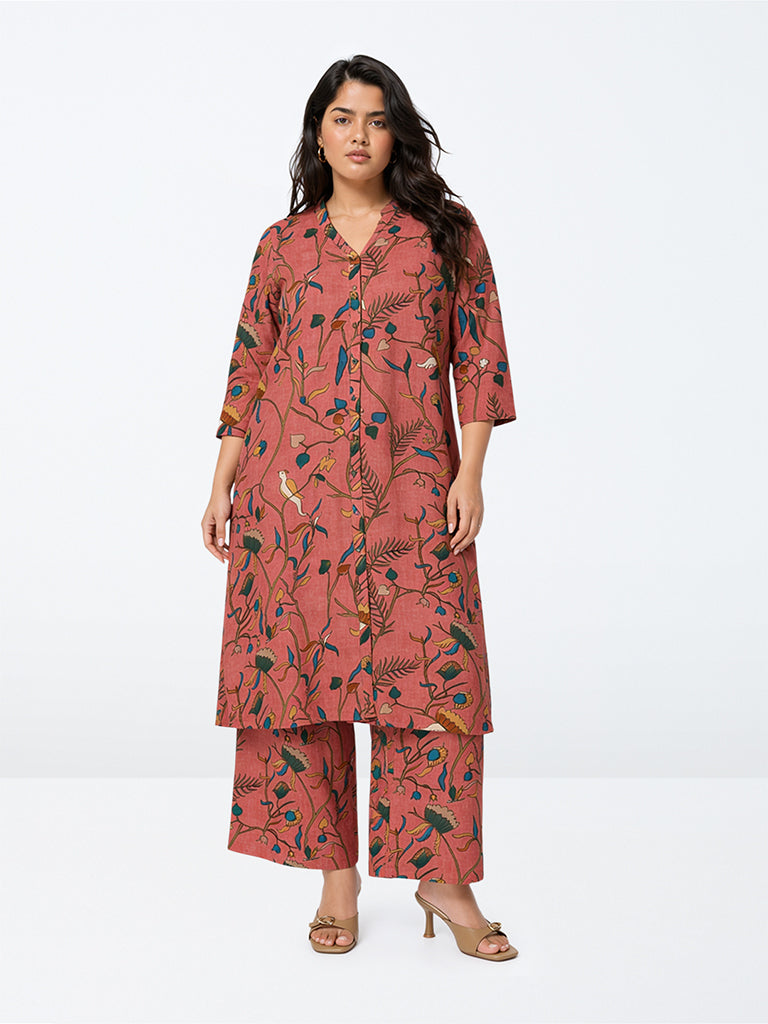 Diza Pink Floral Pattern Pants