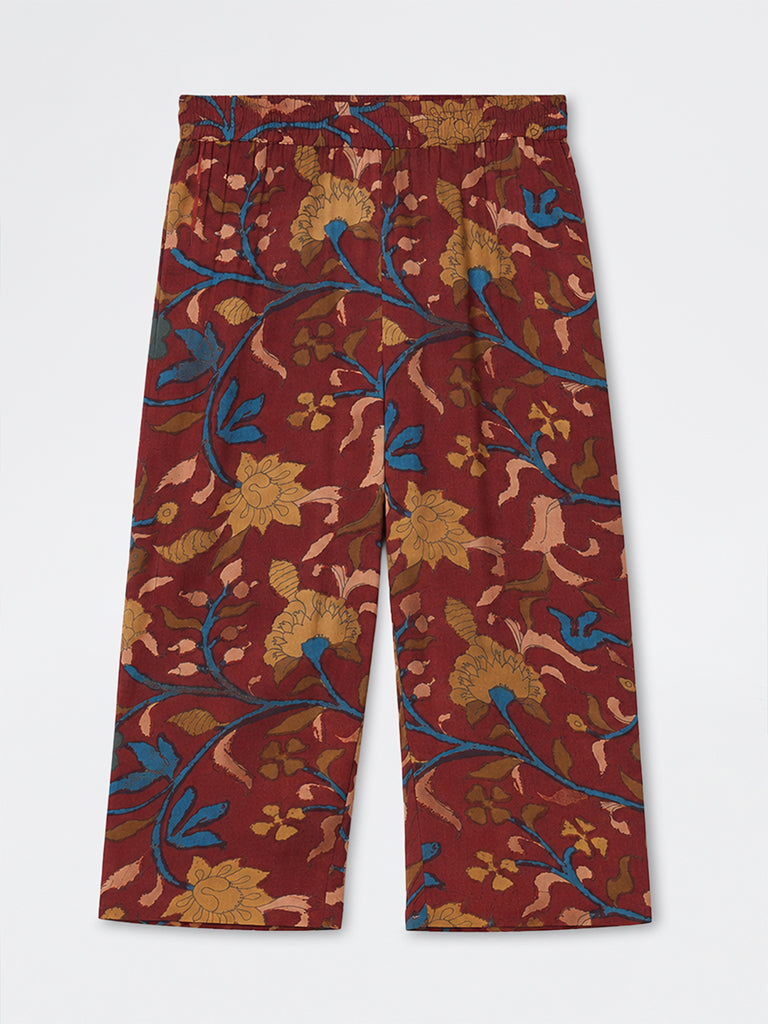 Diza Red Floral Printed Pants