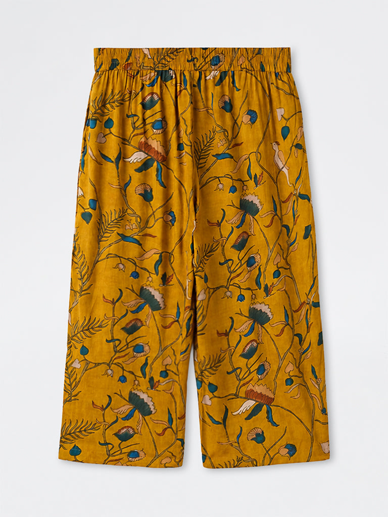 Diza Mustard Kalamkari Floral Pants