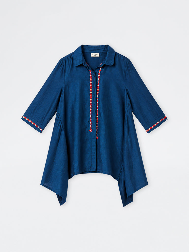 Diza Dark Blue Embroidered Tunic