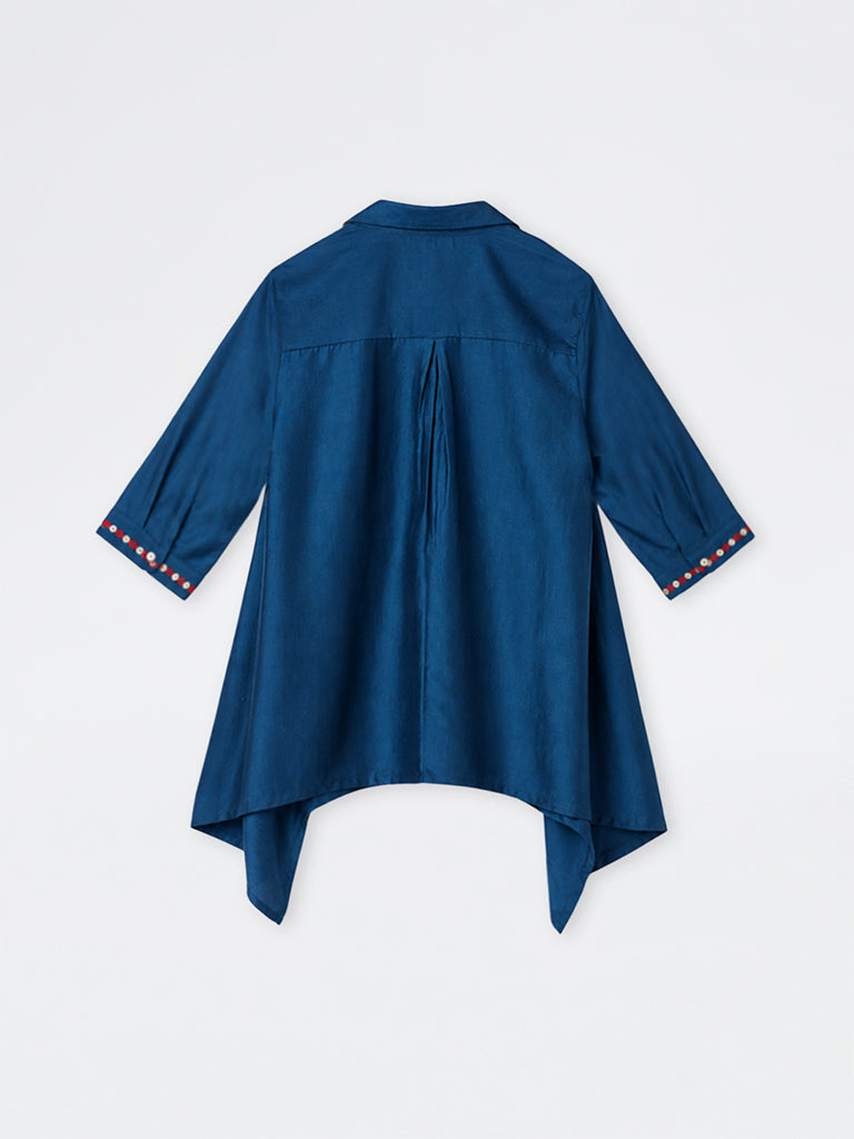 Diza Dark Blue Embroidered Tunic