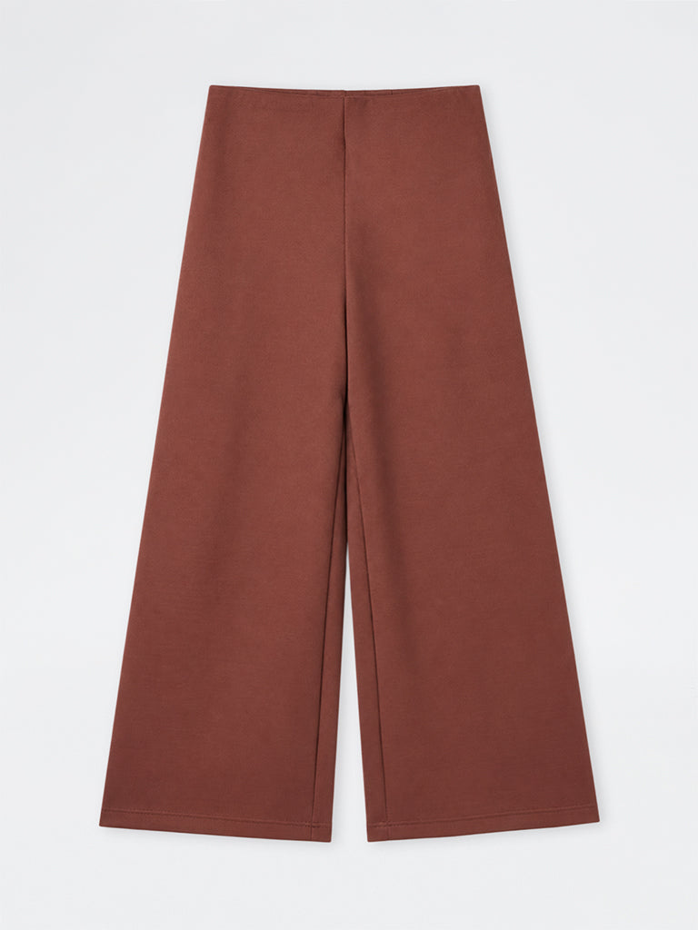 Gia Dark Rust Solid High-Rise Trousers