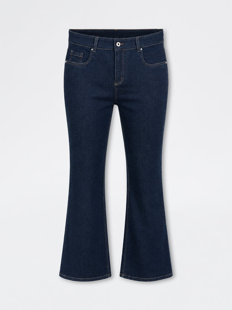 Gia Dark-Blue-Wash High-Waist Bootcut Fit Jeans