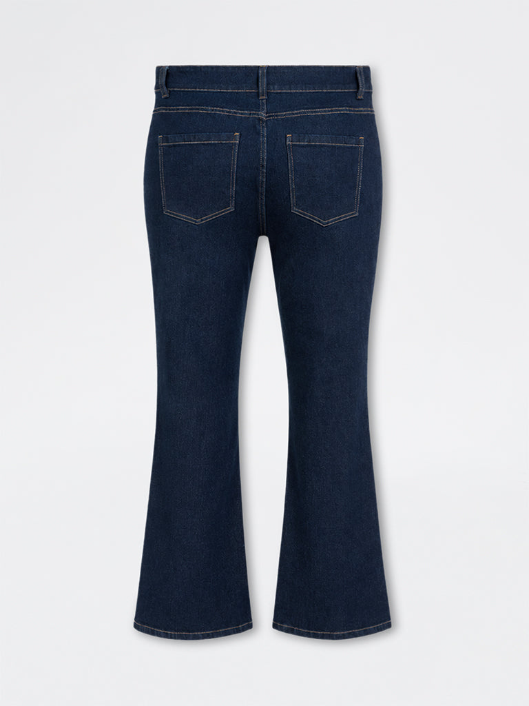 Gia Dark-Blue-Wash High-Waist Bootcut Fit Jeans