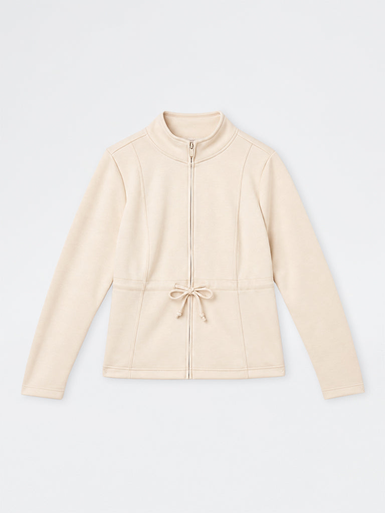 Gia Cream Drawstring-Detail Jacket