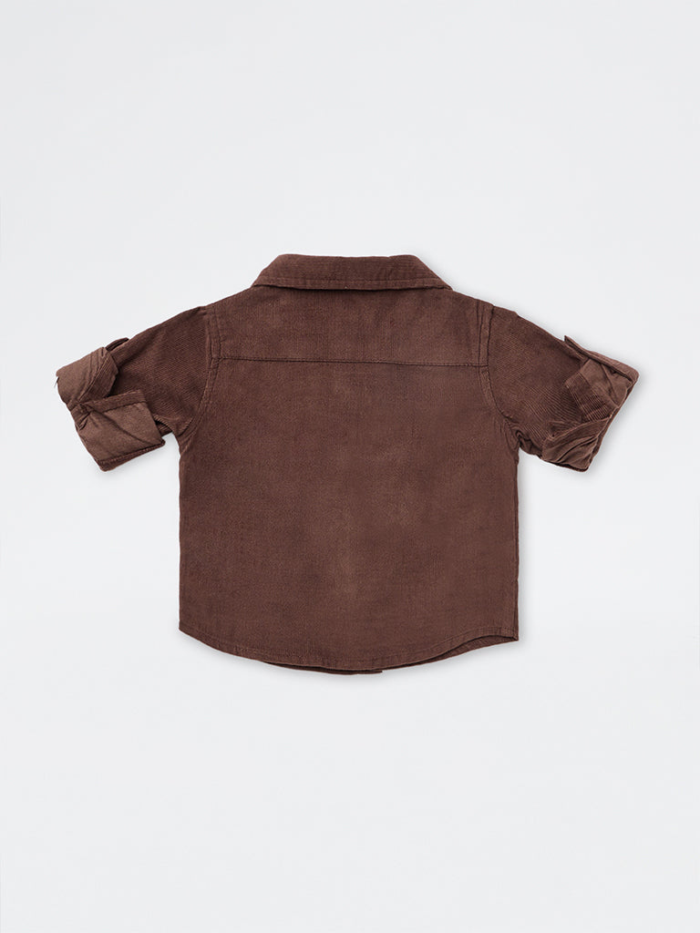HOP Baby Boys Brown Corduroy Cotton Shirt
