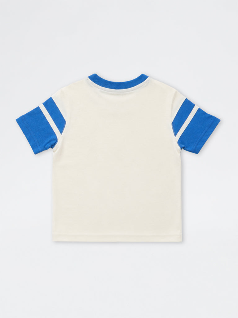 HOP Kids Boys Off-White Teddy-Design Cotton T-Shirt