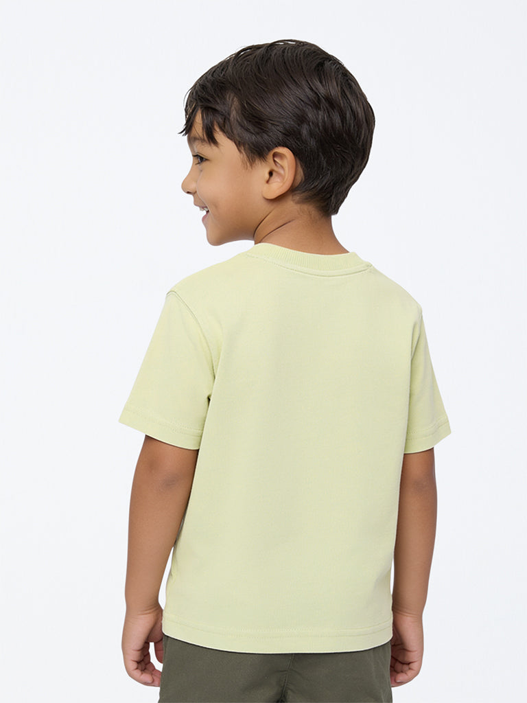 HOP Kids Boys Sage Typographic Cotton T-Shirt