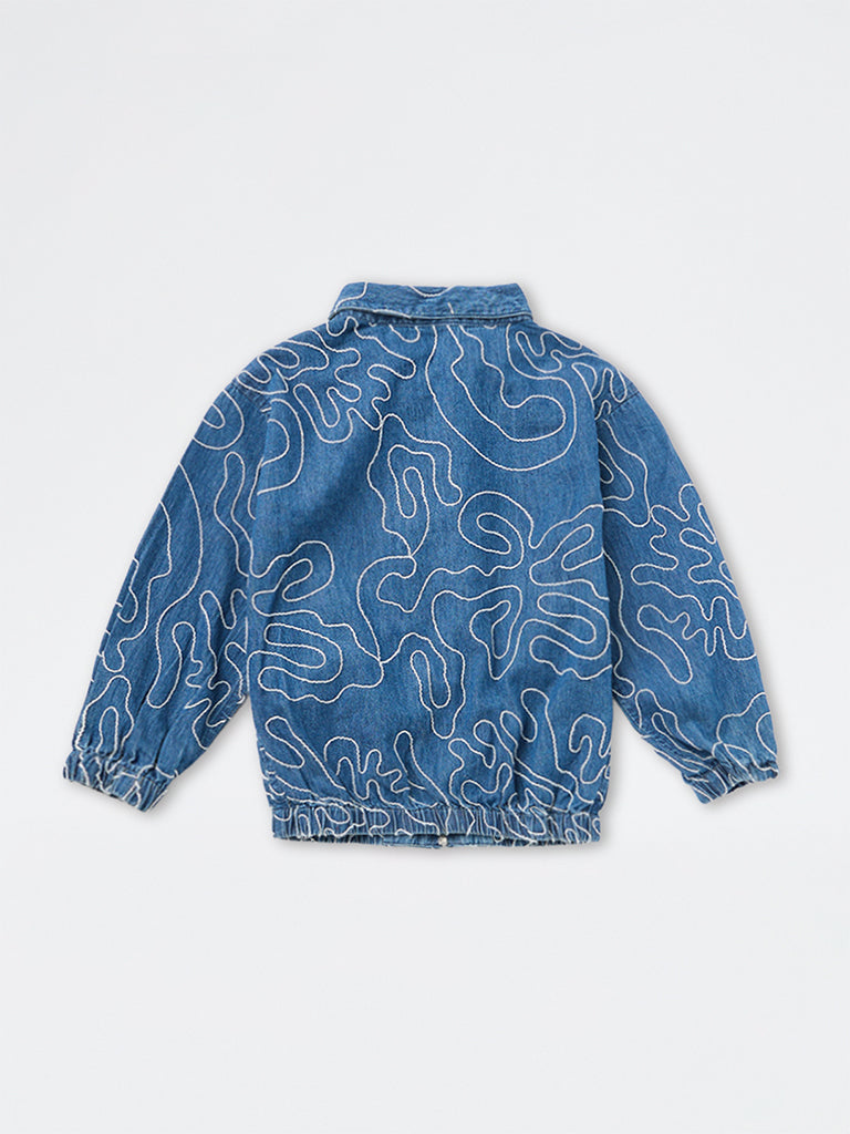 HOP Kids Boys Blue Embroidered Denim Jacket