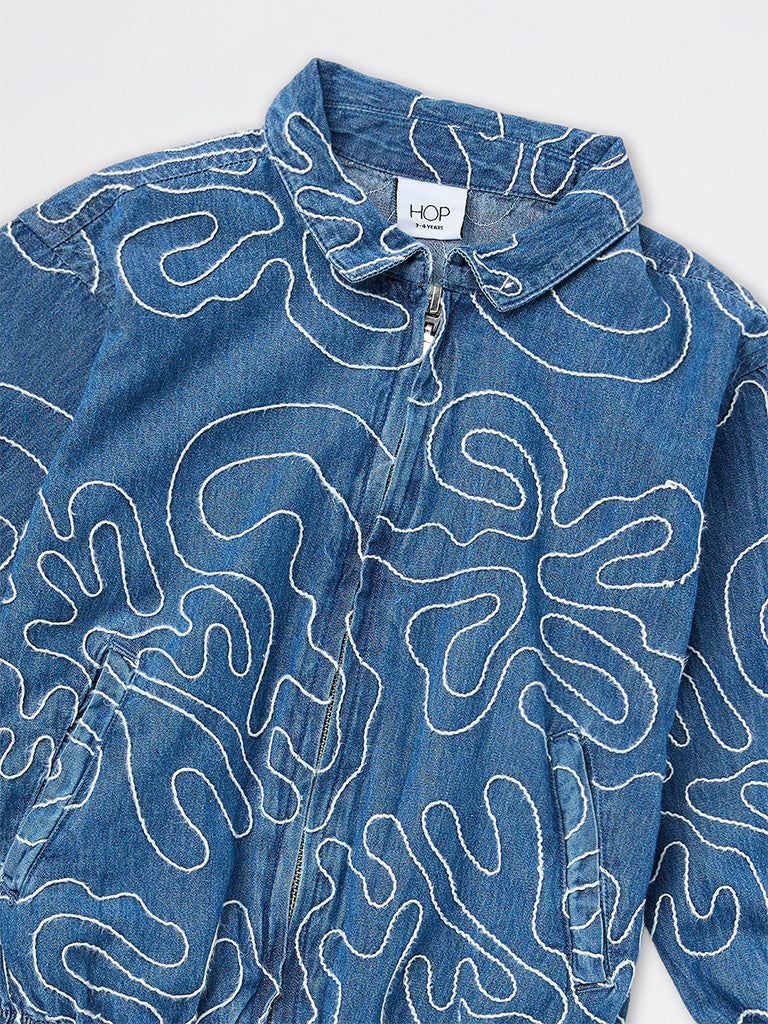 HOP Kids Boys Blue Embroidered Denim Jacket