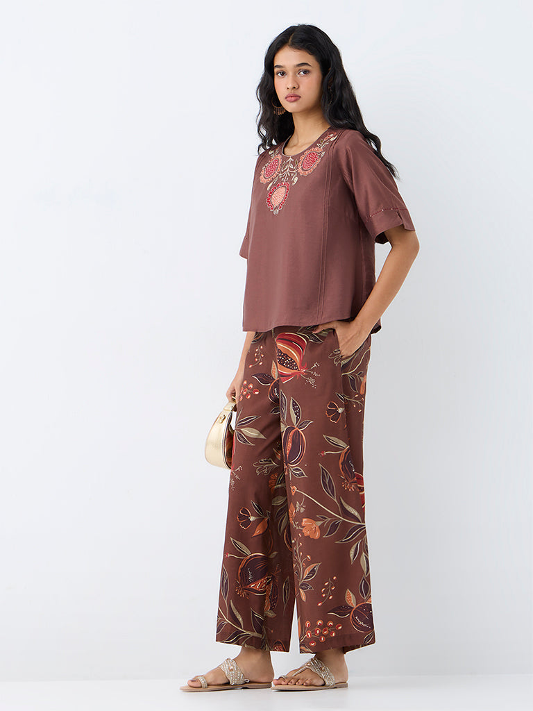 Utsa Brown Anar Embroidered Tunic