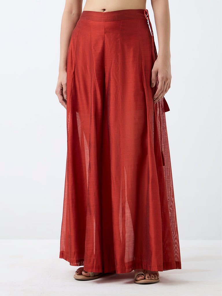Utsa Orange Solid Palazzos