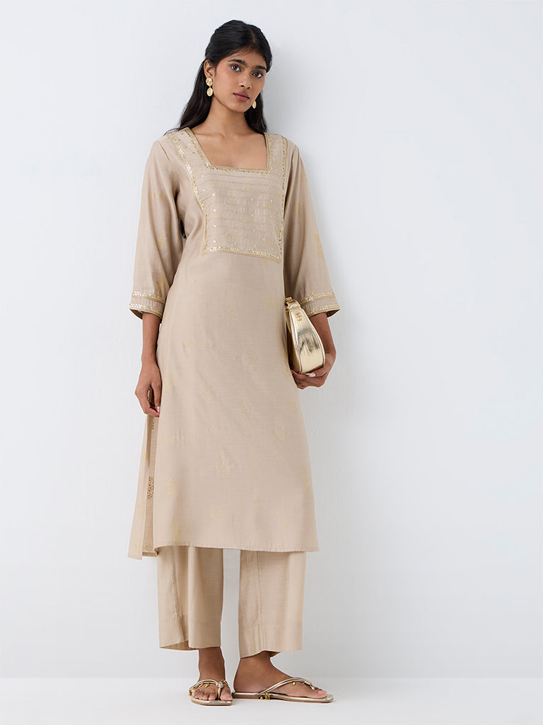 Utsa Taupe Solid Pants