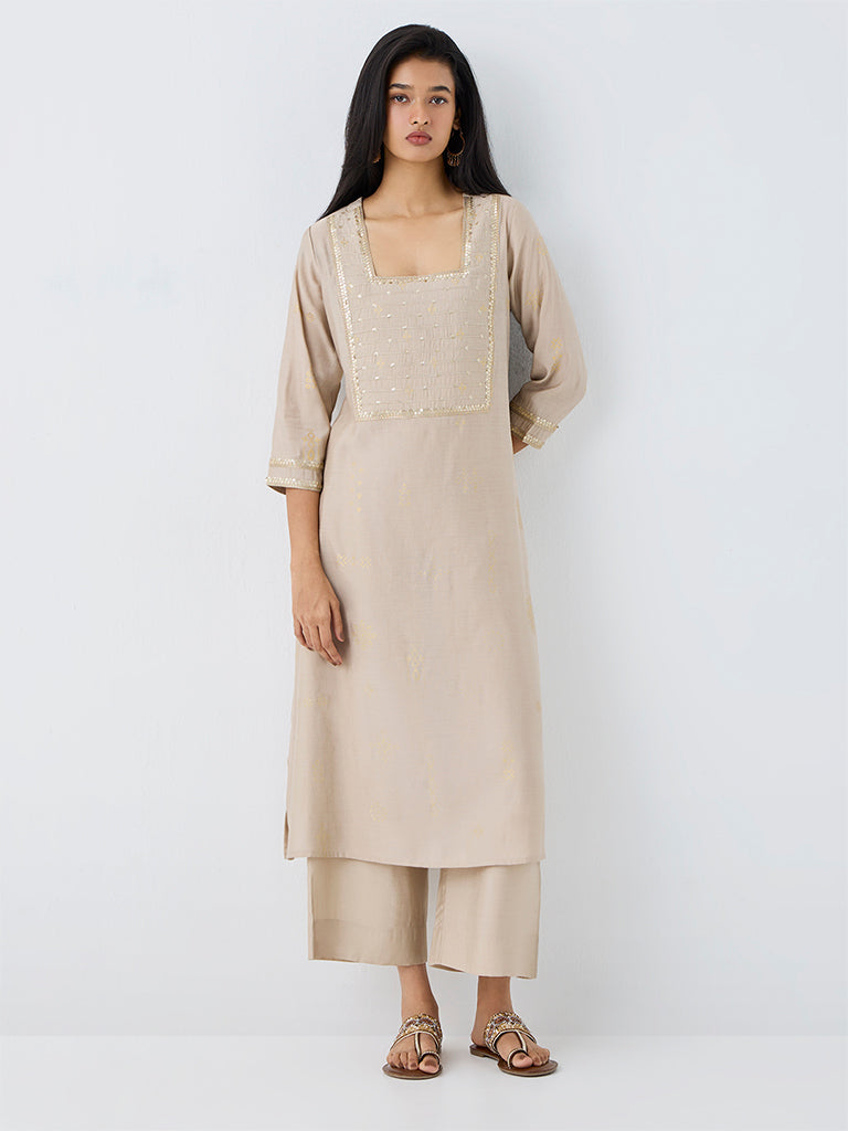 Utsa Taupe Solid Pants