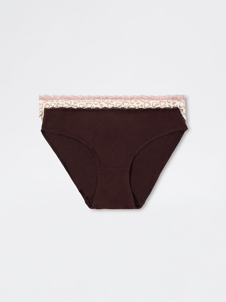 Superstar Off-White Cotton-Blend Bikini Briefs - Pack of 2