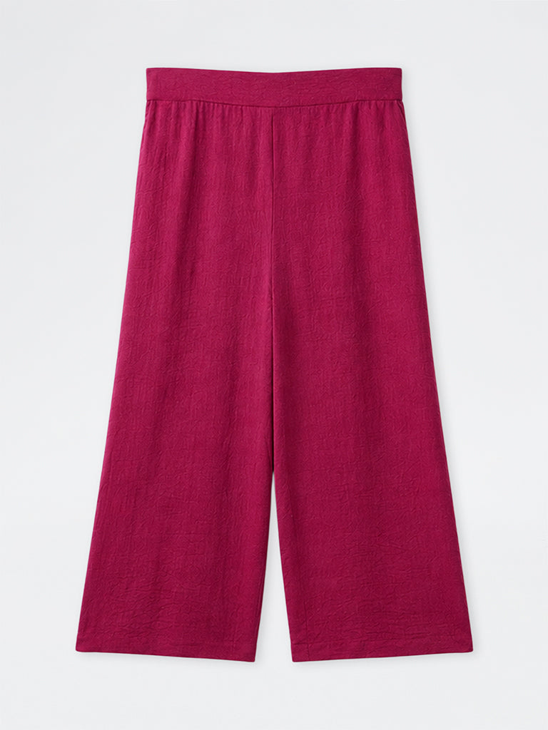 Gia Magenta Solid High-Rise Trousers