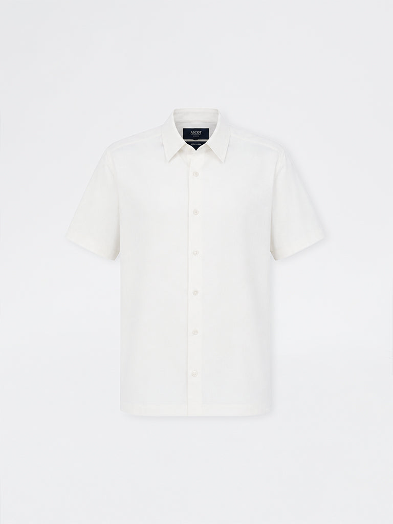 Ascot Off-White Solid Relaxed-Fit Shirt