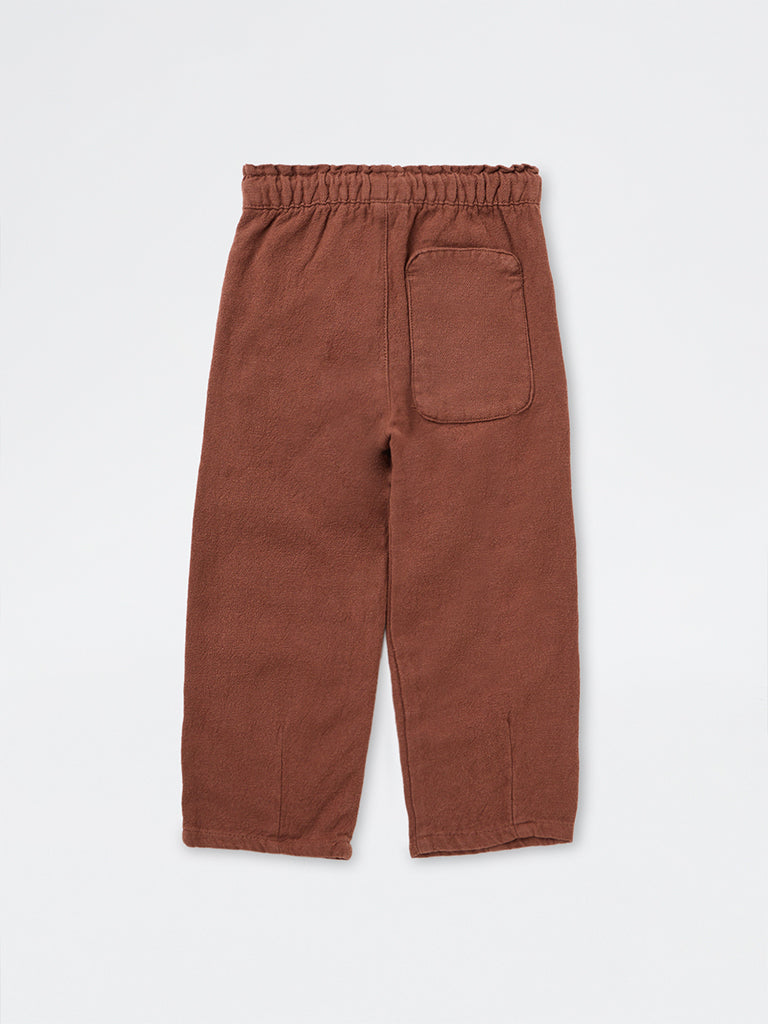 HOP Kids Boys Brown Solid Mid-Rise Cotton Trousers