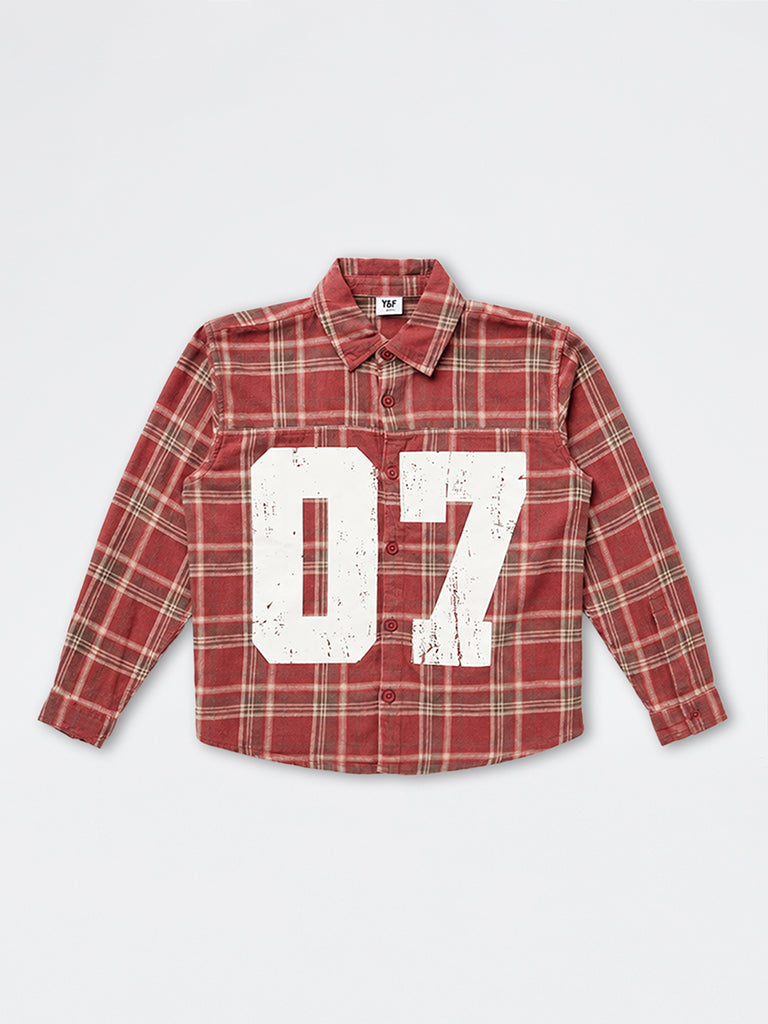 Boys Red Checkered Cotton Shirt