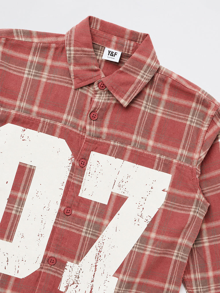 Boys Red Checkered Cotton Shirt