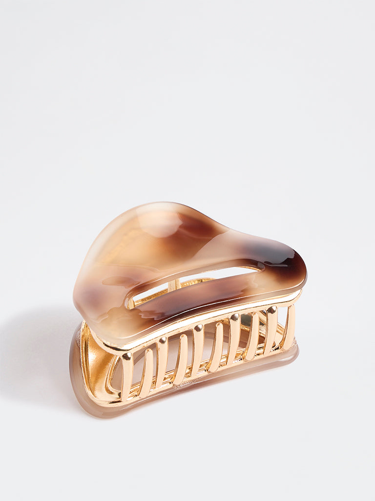 Westside Accessories Brown Printed Hair Buckle Clip