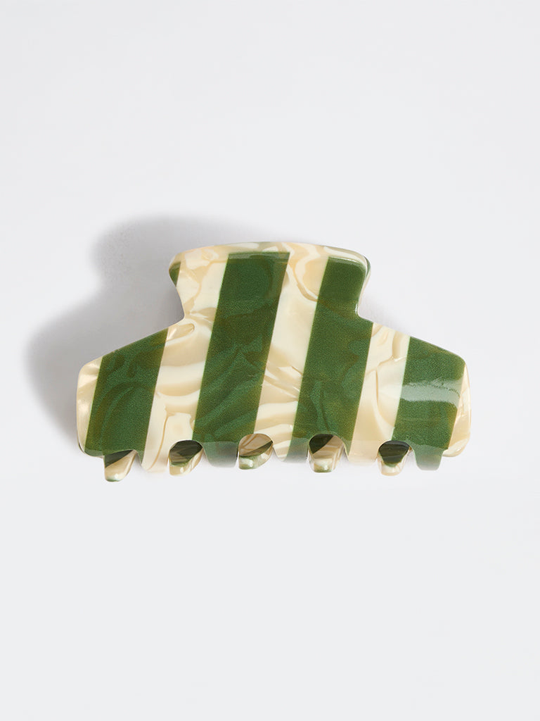 Westside Accessories Green Striped Hair Buckle Clip