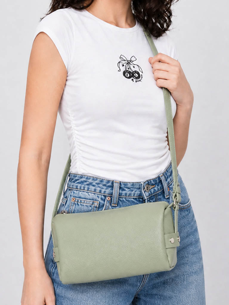Westside Sage Green Textured Stud-Detail Sling Bag