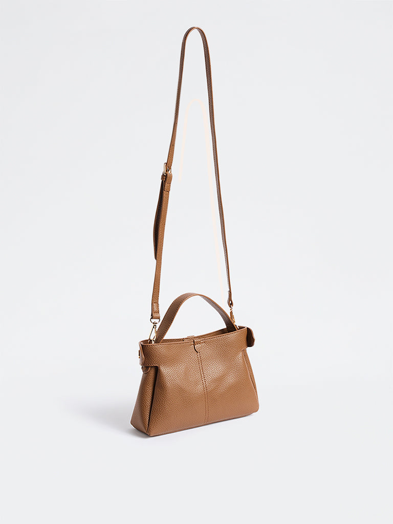Westside Brown Textured Sling Bag