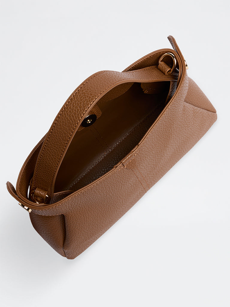 Westside Brown Textured Sling Bag