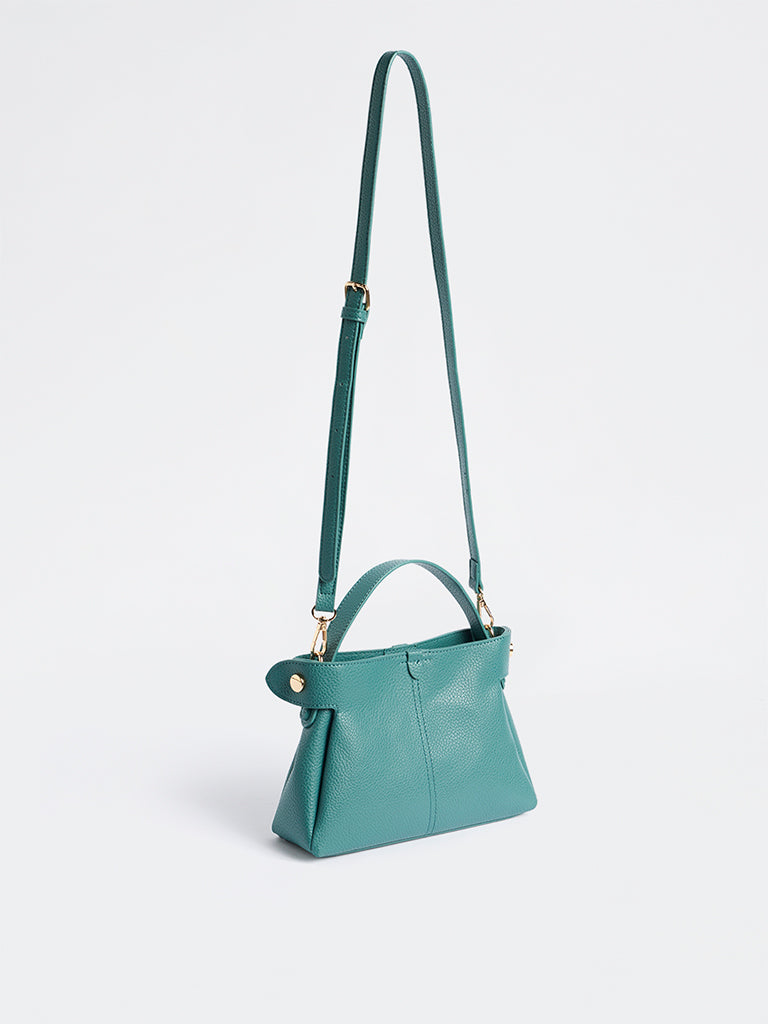 Westside Teal Textured Sling Bag