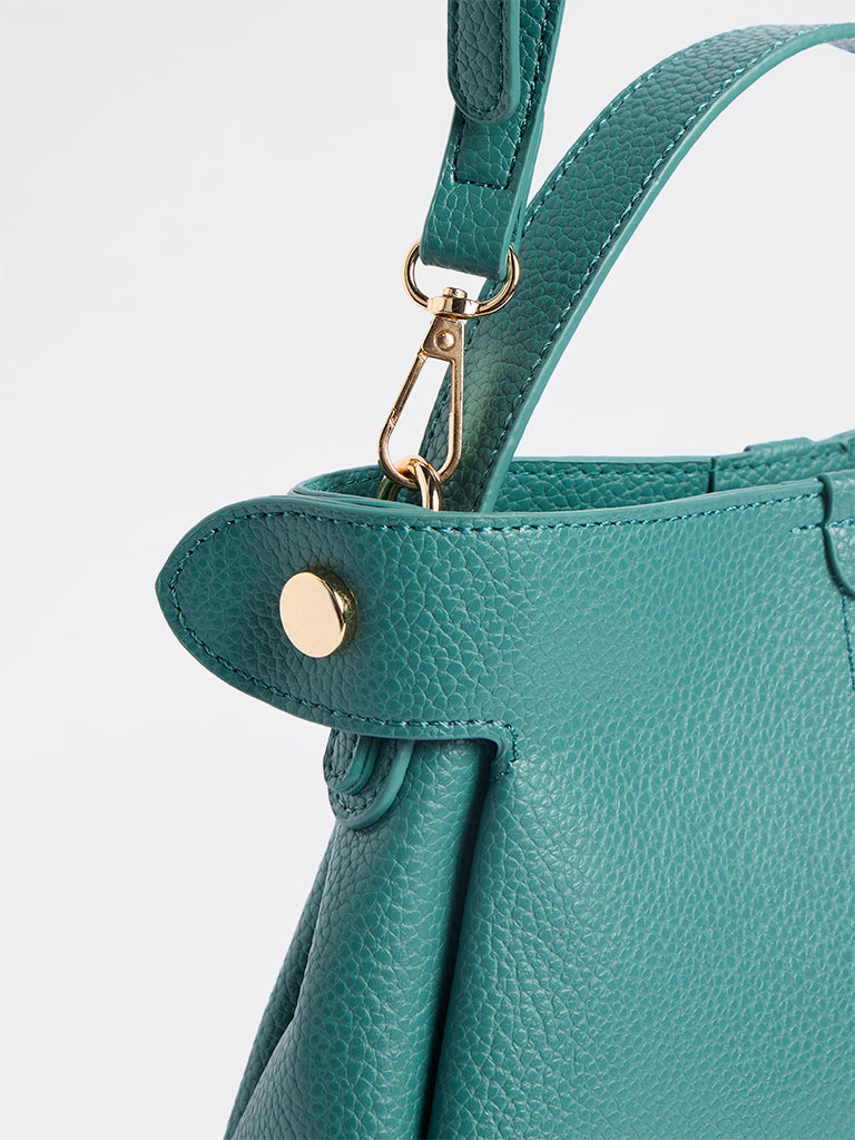 Westside Teal Textured Sling Bag