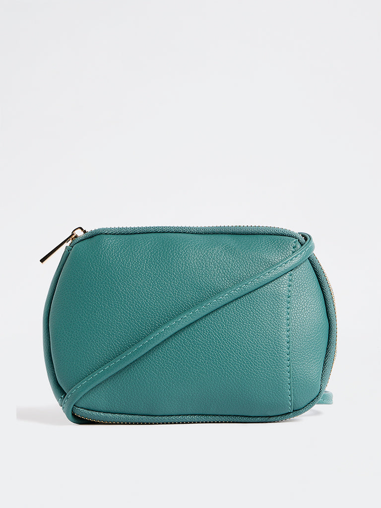 Westside Teal Textured Phone Sling Bag