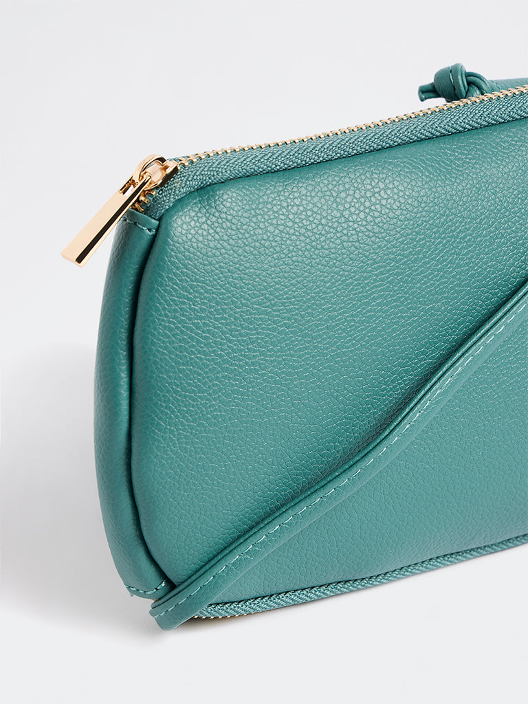 Westside Teal Textured Phone Sling Bag