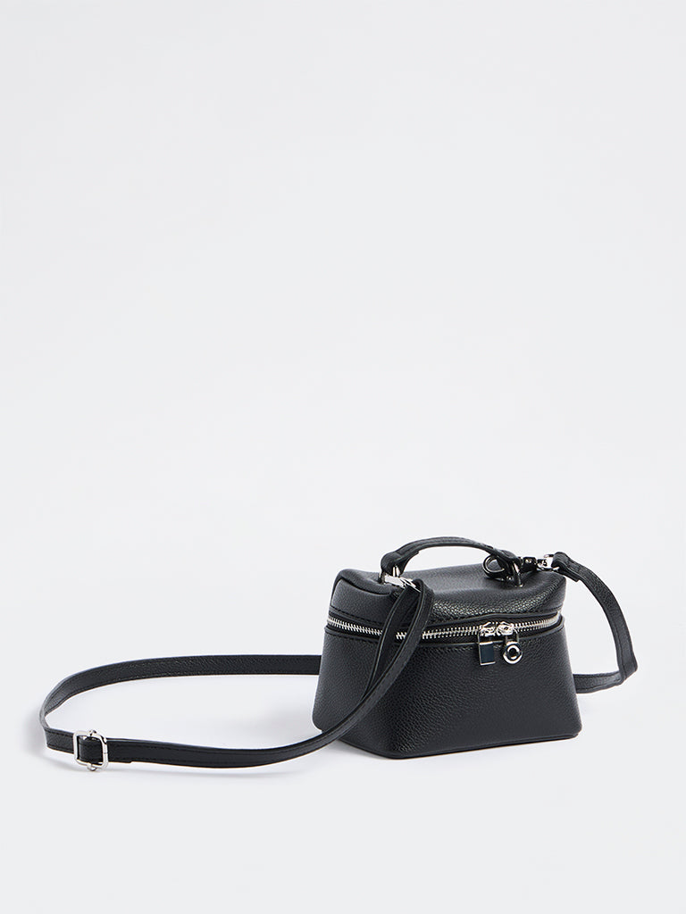 Westside Black Textured Nano Crossbody Sling Bag