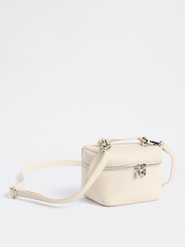 Westside Ivory Textured Nano Crossbody Sling Bag