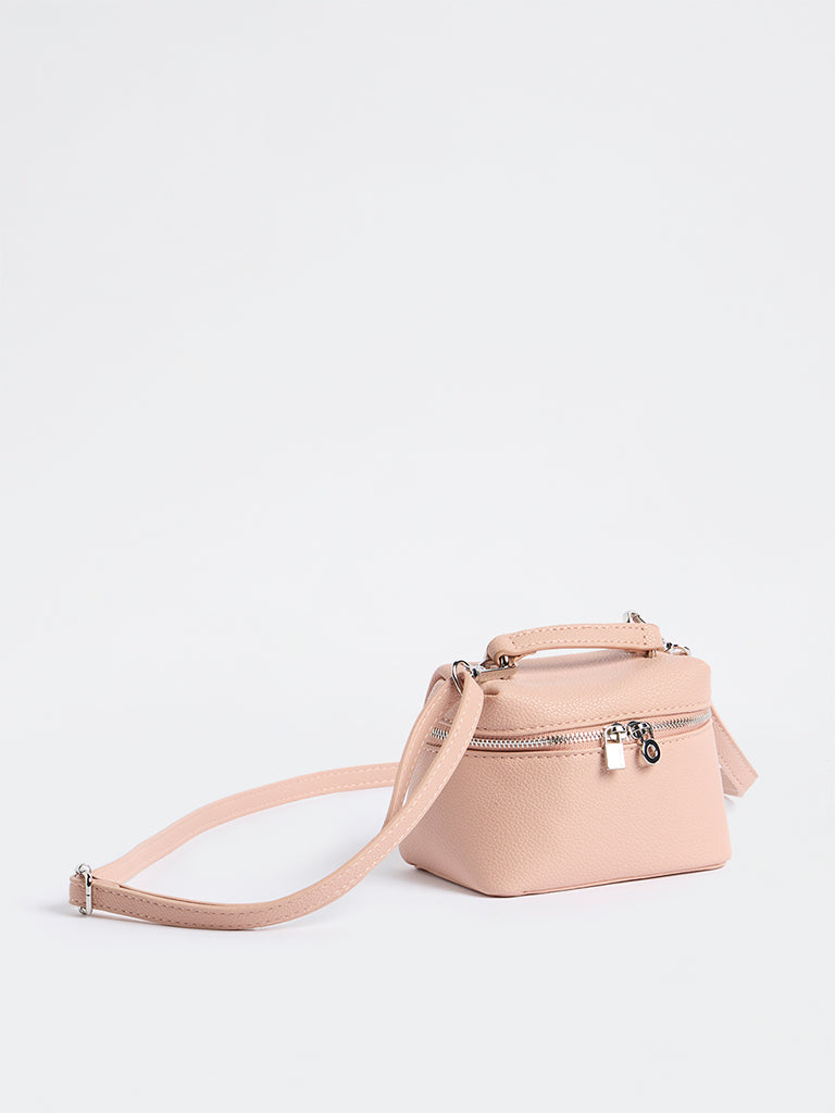 Westside Light Pink Textured Crossbody Sling Bag